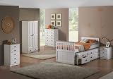 2 Door Wardrobe - White / Solid Waxed Pine Finish - FREE EXPRESS DELIVERY