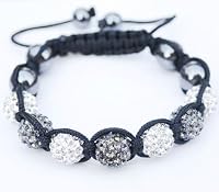 Iced Out Shamballa Bracelet Macrame Disco Silver Stone 9mm by NYFASHION101