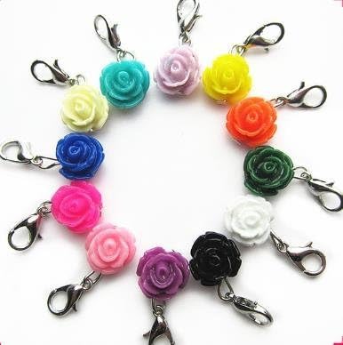 1 EMERALD GREEN Colored Flower Zipper Charm with Lobster Clasp, Embellish Your Purse, DIY Arts &amp; Craft, Pendant, Zipper Pull Charm, Backpack, Keychain, Unique Charm, Spring, Summer (SKU82)