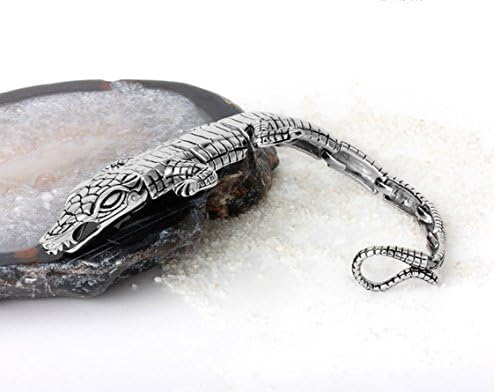Men 8.7 Inch (22cm) 316L Stainless Polished Steel Heavy Crocodile Bracelet (KL-B17)