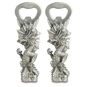 2 Pewter Dragon Statue Figurine Sculpture Bottle Opener by Jed Mart