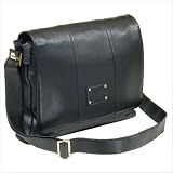 Grande Executive Leather Messenger Bag in Black