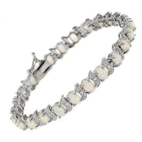 Jessica platinum over 925 sterling silver Opal braclet by Glitzs