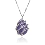 Sterling Silver Purple Jade and African Amethyst Teardrop Pendant, 18"