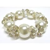 Pearl White Facet Glass Ball Stretch Bracelet