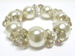 Pearl White Facet Glass Ball Stretch Bracelet