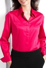 Cotton Rich Satin Stretch Woven Shirt [T43-0107-S]