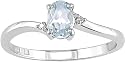 10K White Gold .01 ctw Diamond and Aquamarine Ring