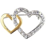 Gold And Silver Tone Rhinestone Heart Pin Brooch
