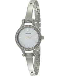 Bulova Womens 96L128 Crystal Bangle Mother-Of-Pearl Dial Watch