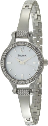 Bulova Women's 96L128 Crystal Bangle Mother-Of-Pearl Dial Watch