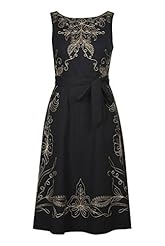 Misses Plus Size Petite Belted Cotton Short Sleeveless Bateau Neck  Dress With a Sash 