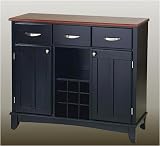 Black Buffet w/ Cherry Wood Top (Black) (35.5H x 41.75W x 16.5D)