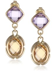18K Gold over Sterling Silver Citrine and Amethyst Earrings