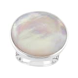 Sterling Silver Marcasite Mother-of-Pearl Ring - White (8)