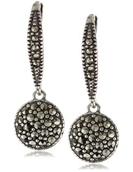 Judith Jack Sterling Silver Marcasite Pave Disc Drop Earrings