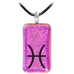 Holly Lynn Pink Pisces Zodiac Dichroic Glass Necklace