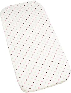 Carters Super Soft Printed Changing Pad Cover, Pink/Green Dot