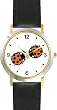 Two Lady Bugs Kissing (Lady Bug or Lady Bird) - Ladybug - JP Animal - WATCHBUDDY&reg; DELUXE TWO-TONE THEME WATCH - Arabic Numbers - Black Leather Strap-Size-Women's Size-Small
