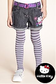 2 Piece Cotton Rich Hello Kitty Denim Shorts Tights Set with Belt