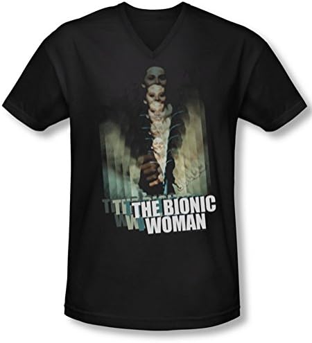 Bionic Woman - Mens Motion Blur V-Neck T-Shirt, Medium, Black