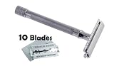 Merkur Long Handled Double Edge Safety Razor #180 with 10 Double Edge Platinum Blades