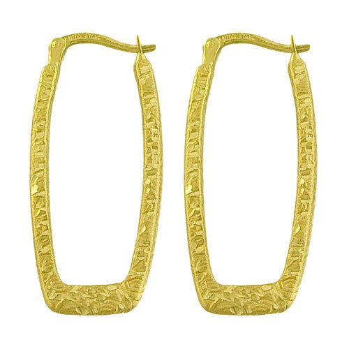 How to get 14 Karat Yellow Gold Hammered Rectangular Flat Hoop Earrings Guides