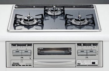 リンナイ　ガスビルトインコンロ[ガラス天板60cm]水無し両面焼RS31W3S2RV[L/R] [ガス種：プロパンガス（LPG）　ハイカロリーバーナー：左（L）]
