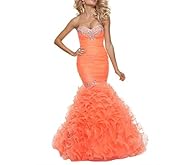 Sweetheart Tulle Mermaid Beaded Lace-Up Prom Dress 