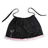 Hostess Apron - Black Velvet with Pink Fur