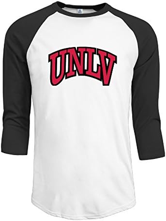 Logon Men's Unlv Logo Customized 100% Cotton 3/4 Sleeve Raglan Baseball Jersey Black XL