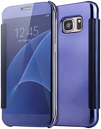 Galaxy Note 7 Case, EKEVIS Flip Clear View Mirror Leather Cover Case For Samsung Galaxy Note 7 (Dark Blue)