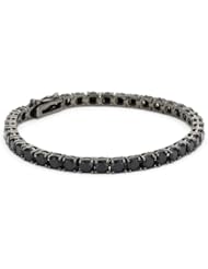 Black Rhodium Plated Sterling Silver Black Spinel Bracelet, 7"