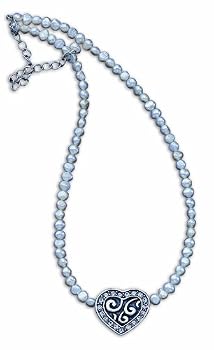 Western Bridal Pearl Necklace with Heart Charm
