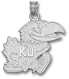 Kansas Jayhawks Solid Sterling Silver Jayhawk 3/4'' Pendant