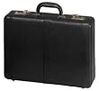 Deluxe Executive Expandable Leather Attache Case - Black