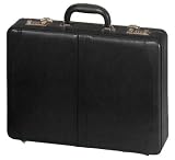 Deluxe Executive Expandable Leather Attache Case - Black