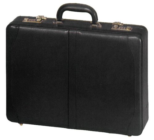 Deluxe Executive Expandable Leather Attache Case - Black Deluxe Executive Expandable Leather Attache Case - Black