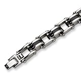 Chisel Polished Stainless Steel and Rubber Bracelet - 8.75 Inches