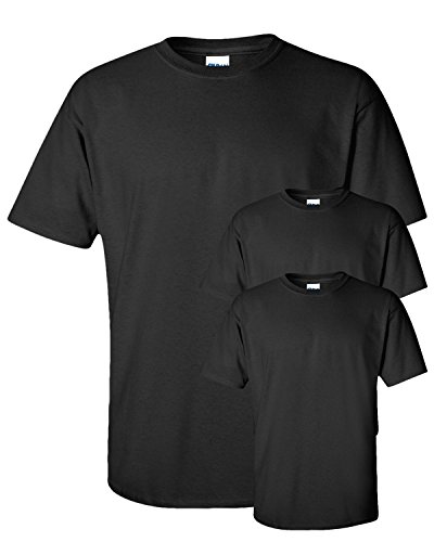 Gildan Adult Ultra Taped Neck Preshrunk Jersey T-Shirt, Black, Small. ( Pack3 )