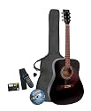 Encore E400B-OFT Solid Top Black Acoustic Guitar Outfit