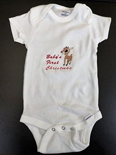 Embroidered Christmas Onsie - Babies First Christmas - Rudolpf