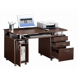 Techni Mobili Complete Computer Workstation with Cabinet and Drawers - Chocolate