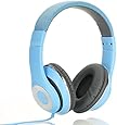 AUSDOM Lightweght wire Over-Ear HD stereo headset Soft leather ear cups with In-line Mic - Blue