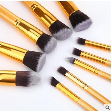 Sping Style Master Makeup Brush Set Cosmetics Foundation Blending Blush Eyeliner Face Powder Brush Kabuki Goat Hair (Golden)