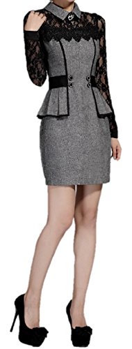 cmy select レース 長袖 ワンピース エレガント レディース ショート丈 ブローチ セット