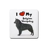 I Love My Belgian Sheepdog Rubber Square Coaster (4 pack)