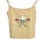 Thrill Ride Skull Rose Tattoo Design Cami Top Nude - Skull Crossbones Tattoo Design Camisole Top