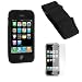 Durable Flexible Soft Black Silicone Skin Case + Adjustable Sports Armband + Premium LCD Screen Protector for Apple Iphone 1st Gen (NOT for iPhone 3G) Smartphone 1st Generation