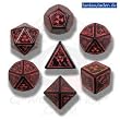 Q-Workshop Polyhedral 7-Die Set: Carved Nuke Dice Set (Black and Red)